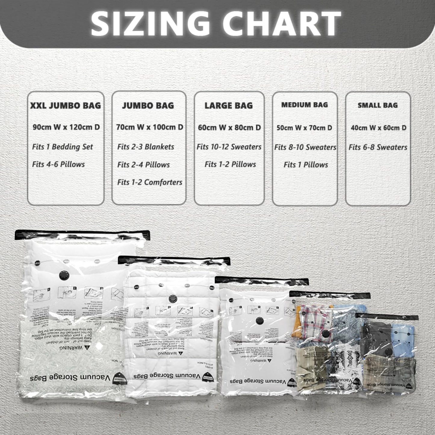 Vacuum Storage Bags with Electric Pump 20 Combo, (4 Jumbo, 4 Large, 6 Medium, 6 Small) Travel Compression Seal Space Saver Bags for Clothes, Duvets