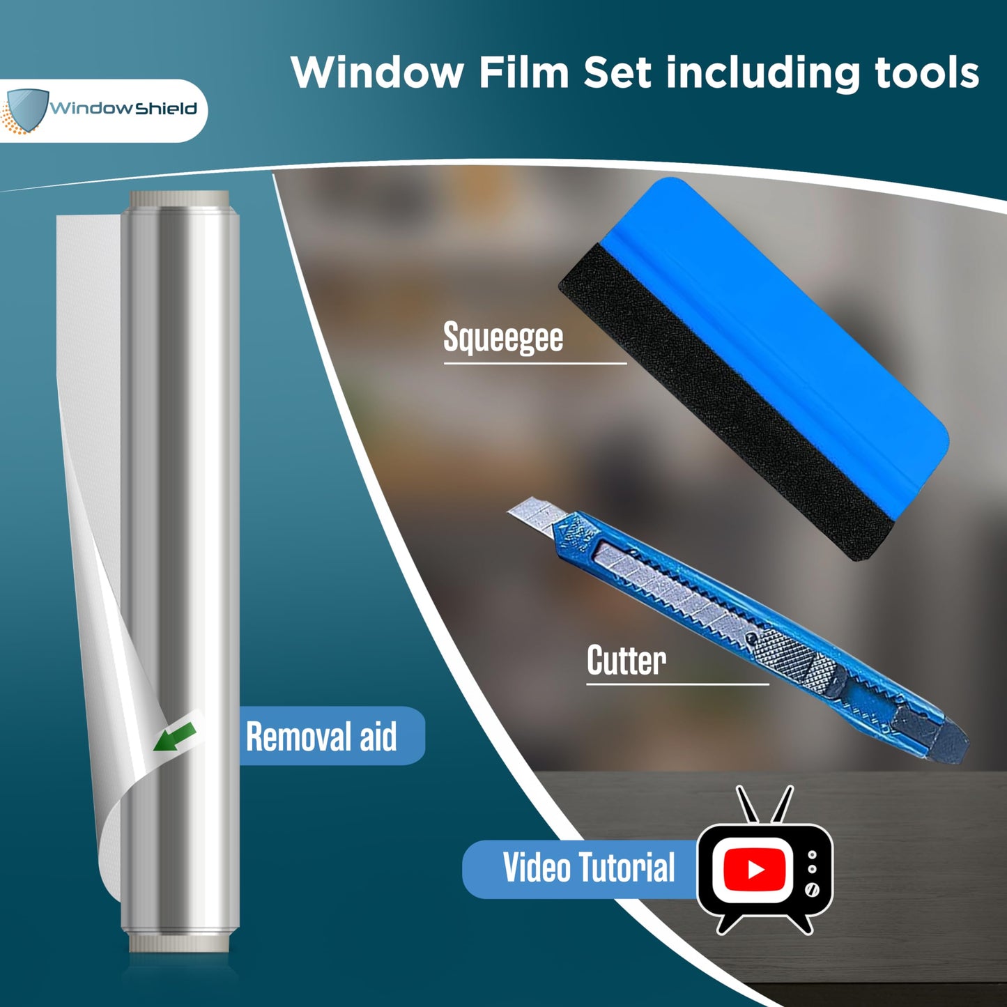 WindowShield | Window privacy film with Installation Tools | Silver One Way Mirror film Daytime Privacy, Heat Control, UV Blocking | Self-Adhesive