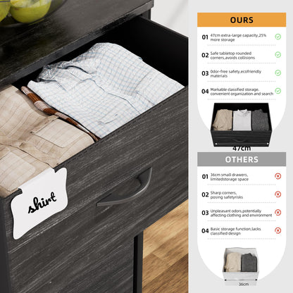 PURFINO Fabric Chest of Drawers - Canvas Storage Unit with 8 Large Drawers, Label Cards, Side Pocket & Hook for Living Room, Hallway, Bedroom