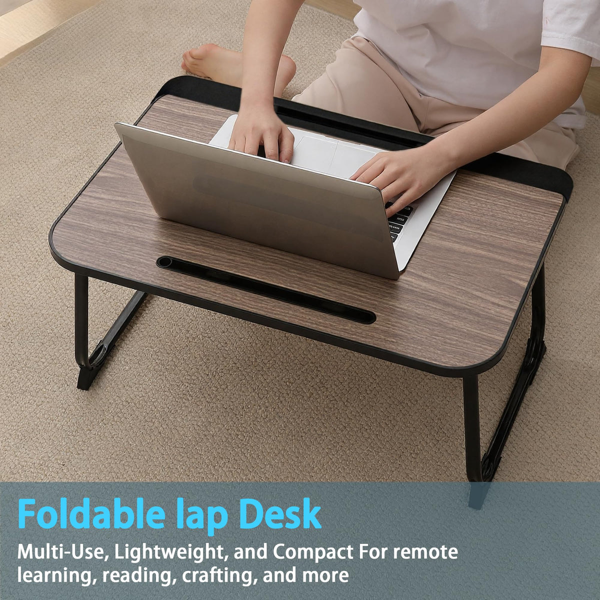 Laptop Bed Desk,Lap Desk for Breakfast in Bed, Work and Study, Home Office, Laptop Stand for Sofa、Couch、Bed, (60x40 Brown)