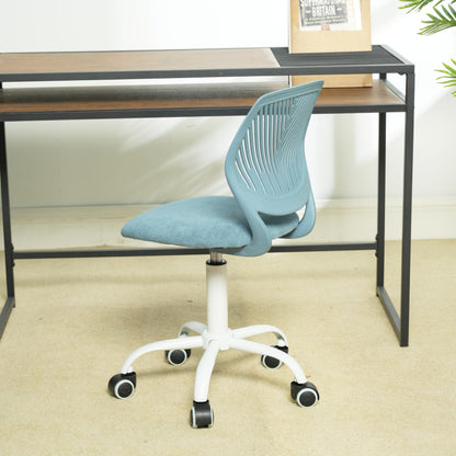 FurnitureR Ergonomic Adjustable Height Turner Rolling Computer Executive Chair for Home Office Study Pale Blue, Metal Plastic, 38CM x39CM x75-85CM