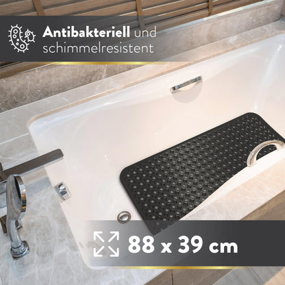 BAMONDO Bath Mat Non-Slip & Skin Sensitive (Black) - 88 x 39 cm - Machine Washable | Mould-Free | BPA Free
