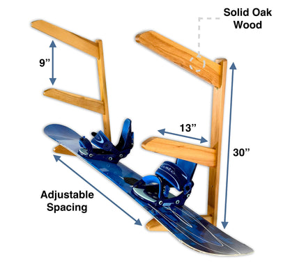 StoreYourBoard Timber Snowboard Wall Rack, Holds 3 Snowboards, Wood Home and Garage Storage Mount System (Natural)