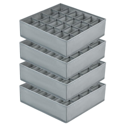 Joyoldelf Drawer Organiser - Set of 4 Foldable Sock Organisers - Wardrobe Storage Organiser with 24 Cells - Drawer Dividers Storage Boxes for Socks