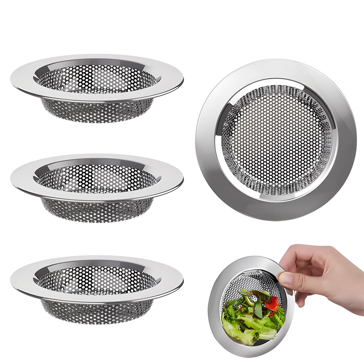 4PCS Stainless Steel Kitchen Sink Strainer Plug, Sink Strainer for Shower