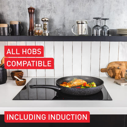 Tefal Titanium Stone Wok 28 cm, High-Performance Non-Stick Coating, Metal Spatula Safe, All Hobs Including Induction, E1051945