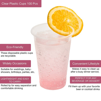 Shefa 3000 Clear Plastic Cups - Plastic Party Cups for Beer, Water, & Juice, Plastic Cups for Dessert & Cold Drinks - Slush Cups & Milkshake Cups,