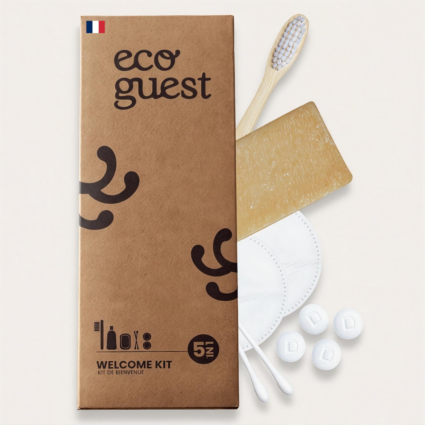 Airbnb Bathroom Kit x20 ? Holiday Rental Gift Set ? Hotel Premium 5-in-1 Travel Kit ? Ecological Amenities without Plastic ? EcoGuest