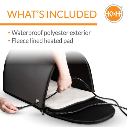 K&H Pet Products Thermo Mod Kitty Shelter Heated Outdoor Cat House for Outside Pets in Winter, Insulated, Waterproof, Heated Floor, Washable Cover,