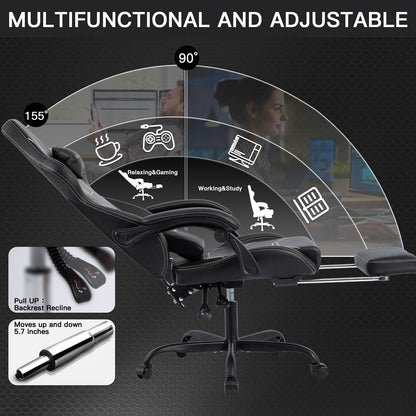 WOTSTA Gaming Chair, Ergonomic Gaming Chair, Computer Chair with Headrest and Lumbar, Racing Computer Chairs, Height Adjustable Rotating PC Chairs