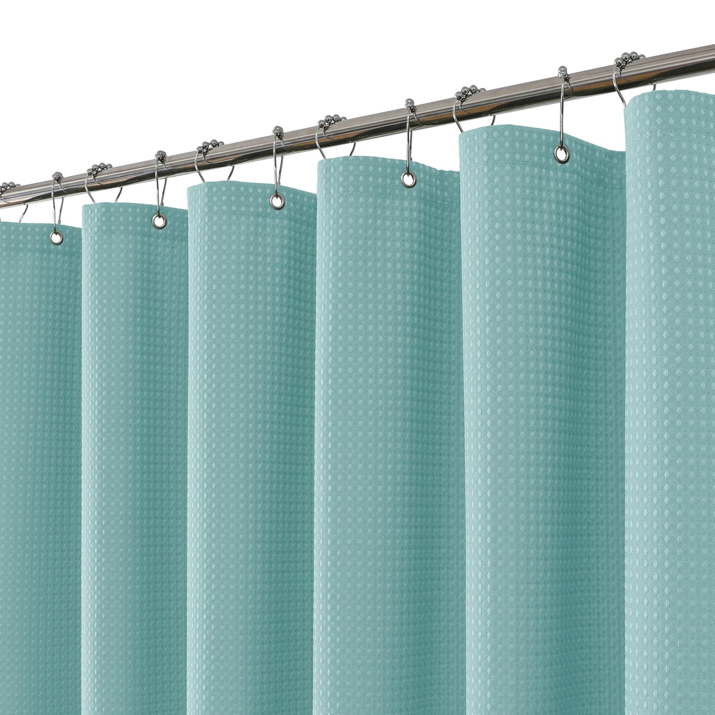 FY&XZH Heavy-Duty Waffle Weave Shower Curtain with Stainless Steel Hooks, Thick Fabric for Bathroom, Hotel, Spa & Salon-122 x 183cm (Blue)