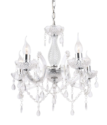 T&S 5 Light Chandelier,5 Lamp Pendant ,Chrome,Smoked.Acrylic Bedroom Living Room Ceiling Light  (Chrome) (Clear)