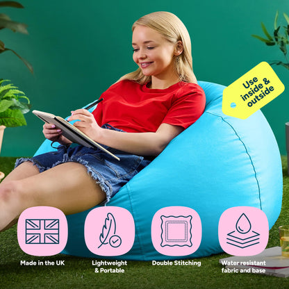Bean Bag Bazaar Kingston Outdoor Bean Bag & Footstool with Filling, Aqua