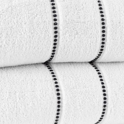 Luxury Cotton Towel Set- 2 Piece Bath Sheet Set Made From 100% Zero Twist Cotton- Quick Dry, Soft and Absorbent By Bedford Home (White/Black)