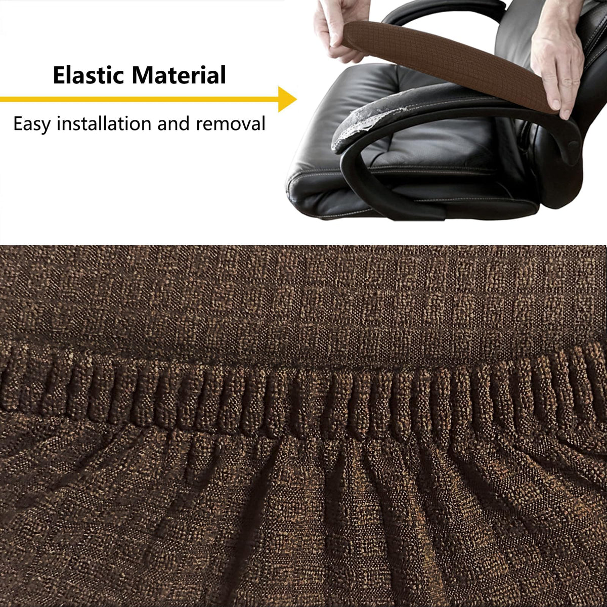 FYTXSZ Office Chair Armrest Covers - Stretchy Polyester Fabric, Washable Arm Chair Slipcovers, Fits Most Chair Arm, 1 Pair (Coffee)