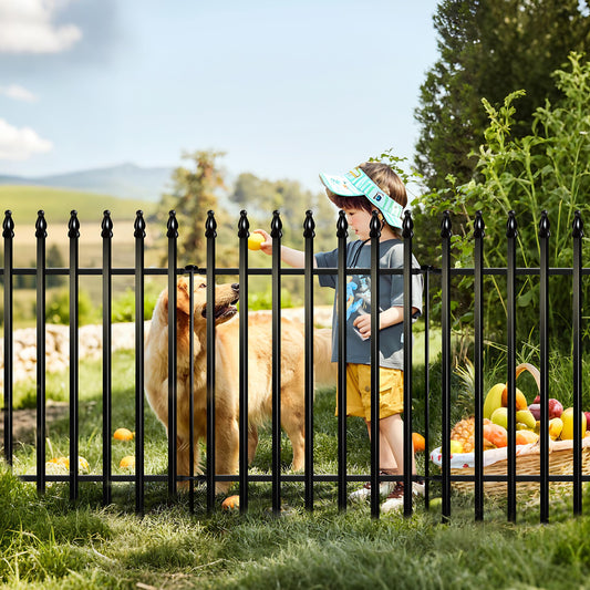 Thealyn Metal Garden Fence Decorative Fence 81cm High x 60cm Wide (5 Panels, Total Length 3m) No Dig Fence Border Fence Dog Fence Landscape Fencing