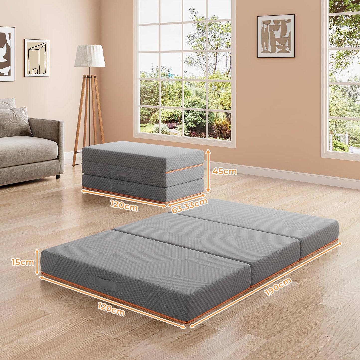 Vesgantti Folding Mattress Small Double 15CM Memory Foam Foldable Mattress