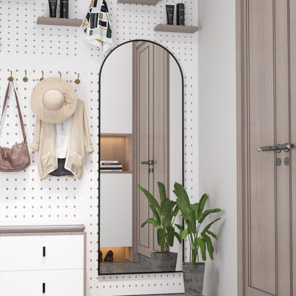 Elemango 162x53cm Arched Floor Mirror Full Length Mirror, Full Body Wall Mirror with Aluminum Frame, Arched-Top Full Mirror Standing Hanging or