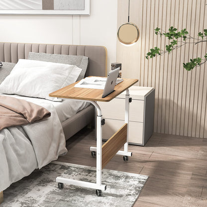 sogesfurniture 80 * 40cm Laptop Table Sofa Table Side Height Adjustable, Mobile Computer Stand Laptop Notebook Desk PC Stand Portable