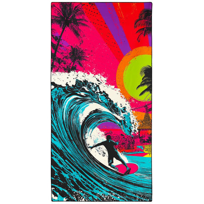 Violetpos Neon Surfer Beach Towel, Extra Large 180x90 cm 250GSM Microfibre, Sand Free Quick Dry