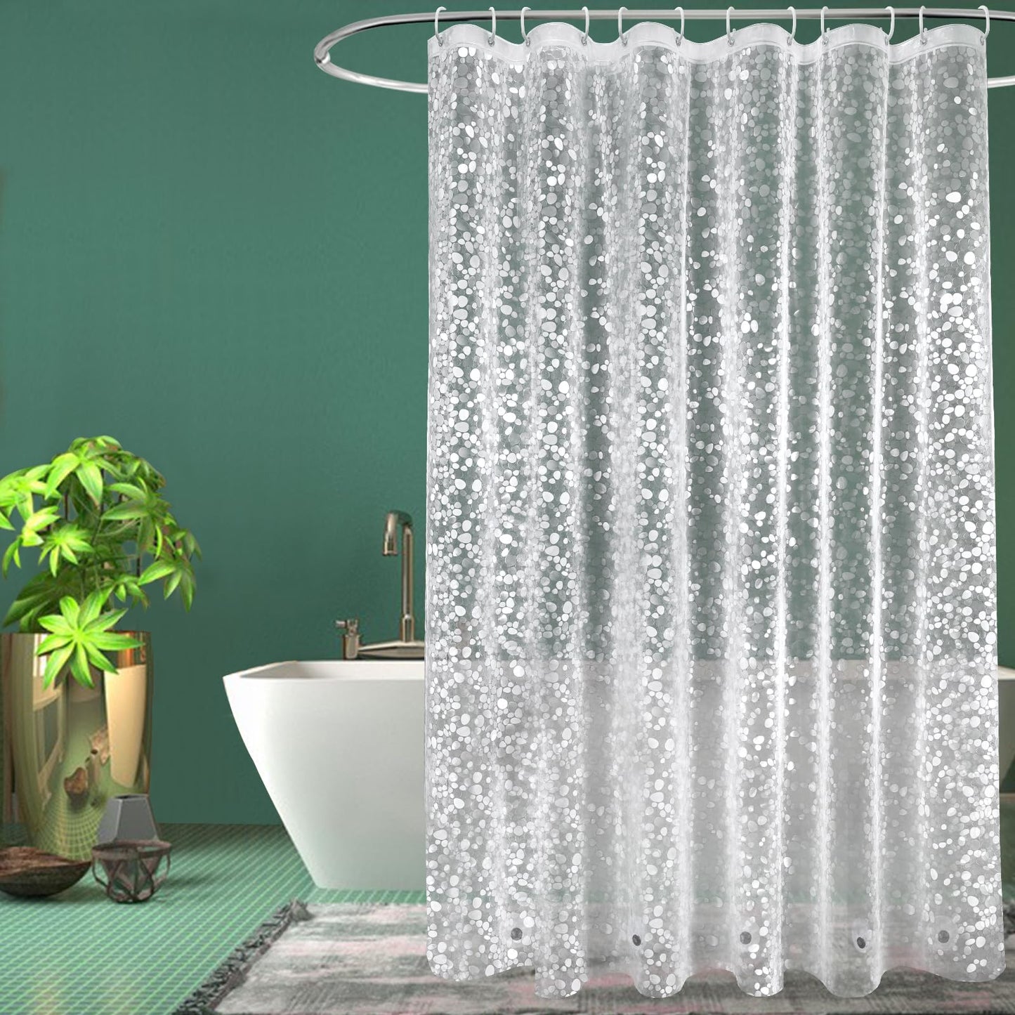 EurCross Extra Long Shower Curtain 180 x 240cm Drop, Waterproof Mildew Resistant Shower Curtain Liner with 3 Magnets - cobblestone - 1.8 x 2.4m/72''W