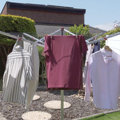Vileda Sun-Lift 40m 4 Arm Compact Rotary Washing Line with Rotary Line Cover and Ground Socket