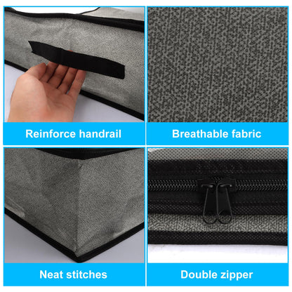 ASelected 90L Under Bed Storage 4pcs Foldable under bed storage PVC Window Clothes Storage Organiser Zips andHandles for Duvets, Clothes, Shoes