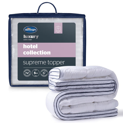 Silentnight Hotel Collection Mattress Topper King Size - Luxury Soft Silky Comfortable 5cm Thick Deep Mattress Protector Pad Cover with Deep Fit