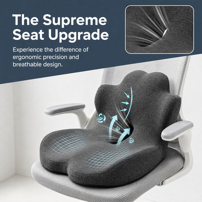 wiksite Seat Cushion Memory Foam - 2 in 1 Seat Cushion and Lumbar Support Pillow Ergonomic Car Seat Cushions for Driving Coccyx Cushion for Tailbone