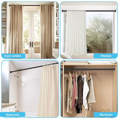 2PCS WEIXINHAI Shower Curtain Pole,Extendable Curtain Poles 79-195 Cm,Shower Poles Extendable No Drill,Shower Curtain Rail Non-Slip,Black Shower Pole