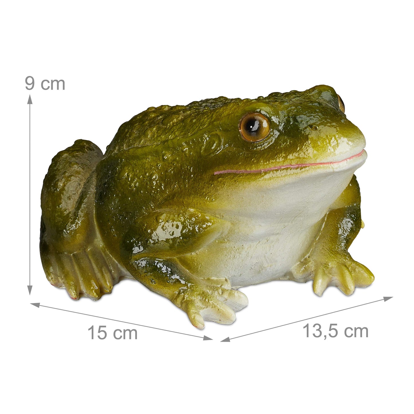 Relaxdays Garden Frog Figurine, Weatherproof, For Balcony, Patio, Pond, Poly-resin, Decor Toad Ornament, Green