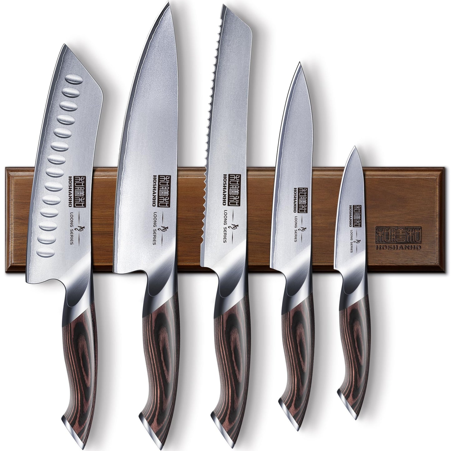 HOSHANHO Knife Set with Magnetic Knife Holder, 6 Pieces Japanese High Carbon Stainless Steel Kitchen Knife Sets, Ultra Sharp Professional Chef Knives