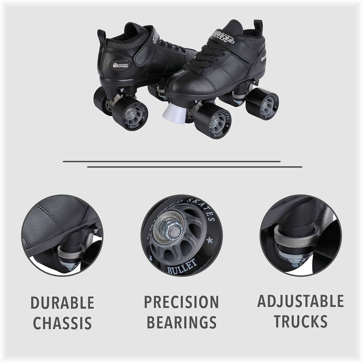 Chicago Skates Chicago Bullet Men's Speed Roller Skate -Black Size 11 US (B-10011)
