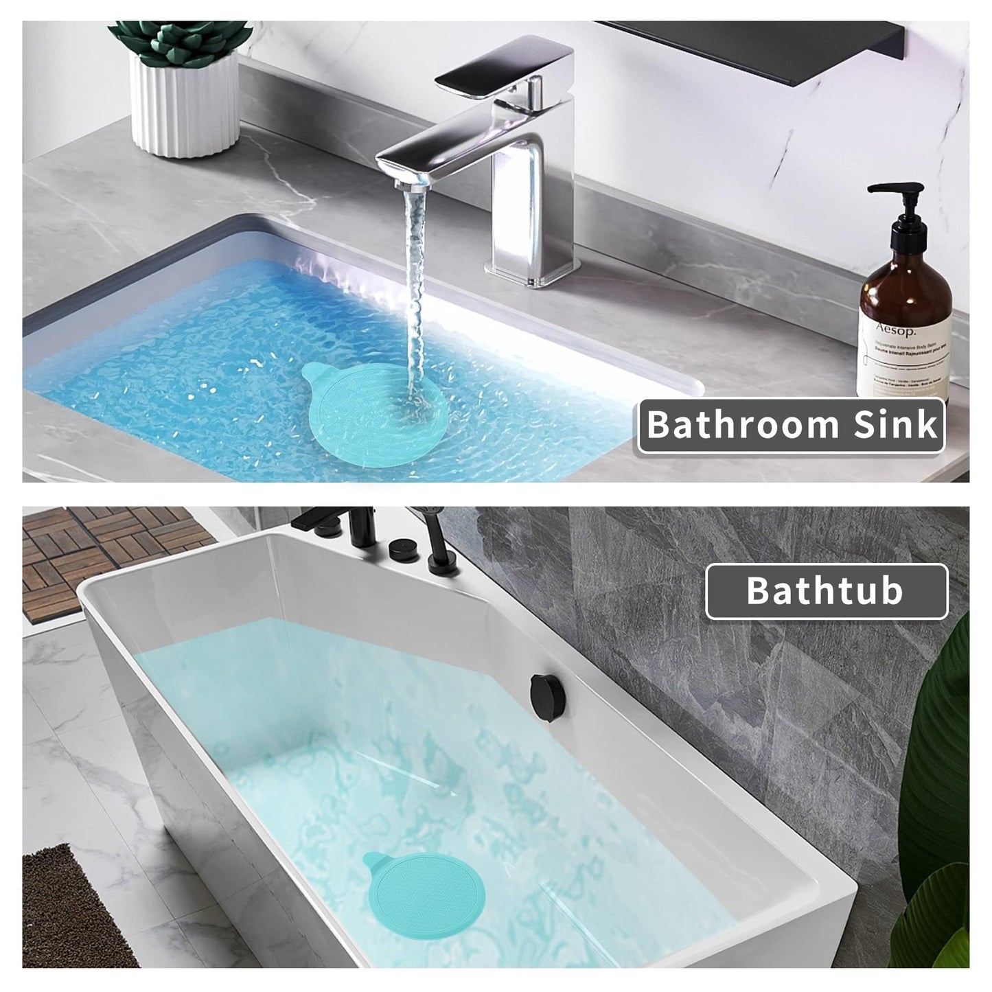 Tomario Silicone Bathtub Stopper, 6" Extra Large Sink Plug, Universal Shower Drain Tub Stopper for Kitchen Sink Bathroom (White)