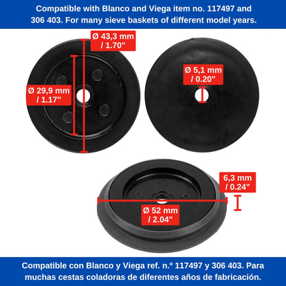 Replacement Strainer Basket Seal Set, 1 Set, Compatible with Blanco and VIEGA 306 403, 97100-93C