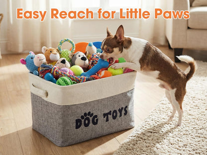 CGFN Dog Toy Basket, Dog Toy Box Storage Bin Box with Comfortable Handles, Personalised Large Pet Toy Storage Organizer for Accessories, Toys