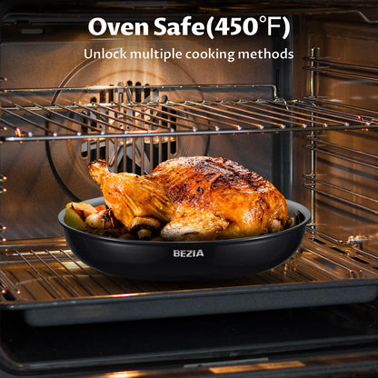 BEZIA Induction Hob Pans Set, Ceramic Nonstick Pots and Pans Set 10 Pieces, Pan Sets with Detachable Handles, Stackable Cookware Set for All Hobs