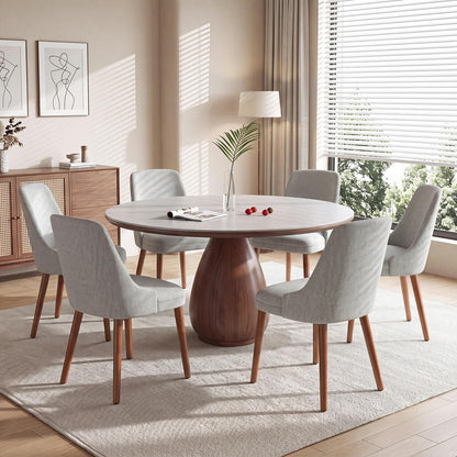 Dining Chairs Set of 6, Upholstered Dining Room Chairs with Ergonomic High Back, Thick Padded Seat, Skin-Friendly Fabric