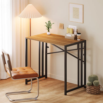 Lutown-Teen 90 cm Folding Small Desk No Assembly Required, Espresso