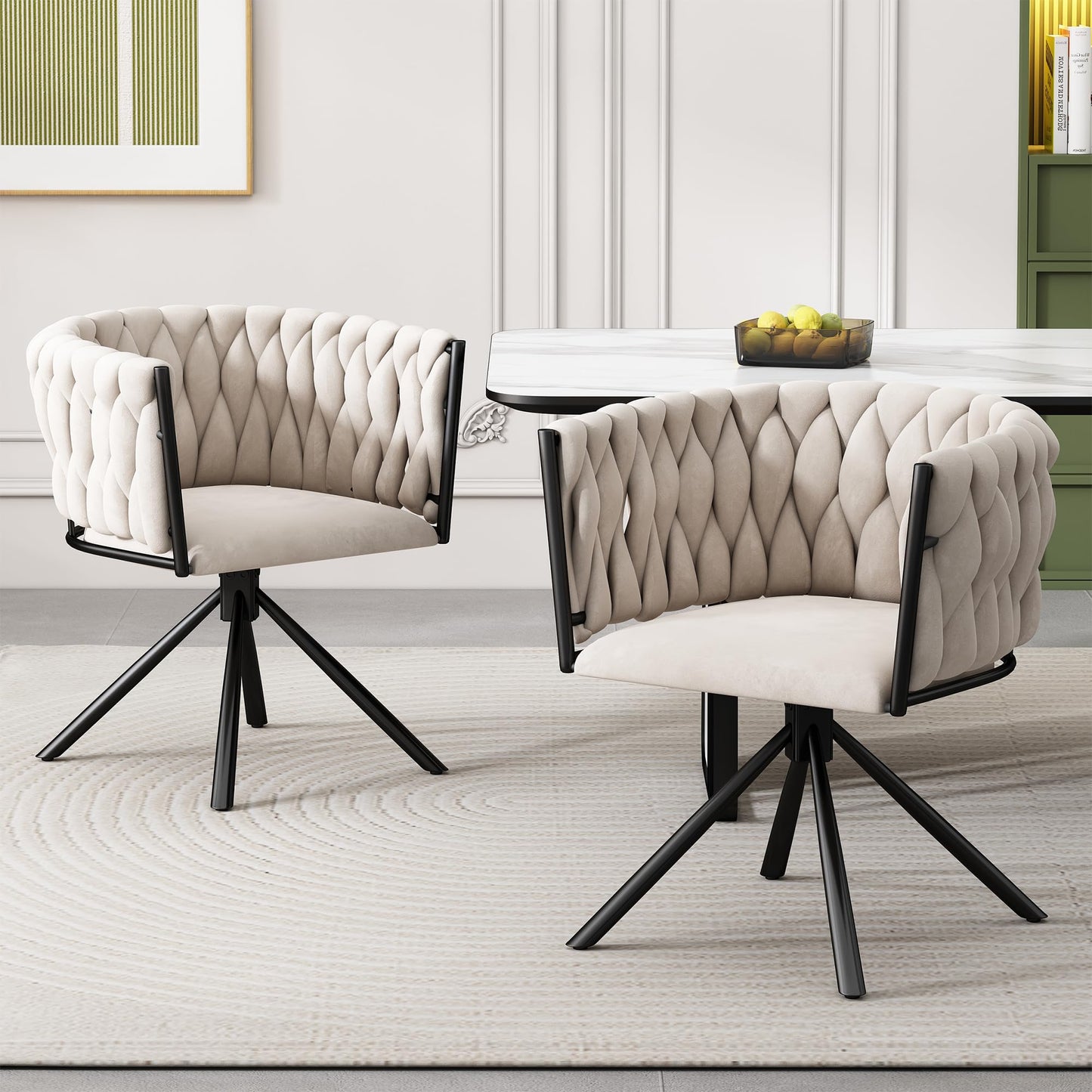 Ball & Cast Dining Chair with Armrests Set of 2, Armchair, Upholstered Seat, with Armrests, Seat Width 56 cm, Metal Legs, Velvet Coating, Load