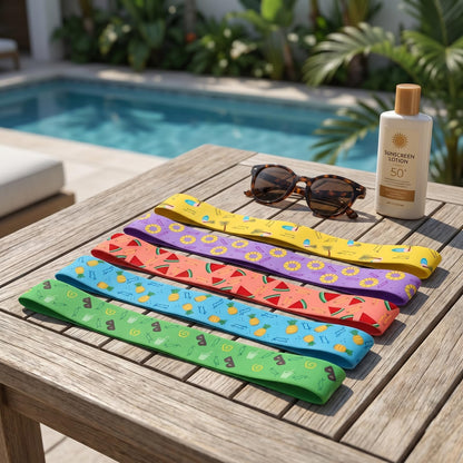 Merzio 5Pcs Beach Towel Bands for Sun Loungers, Elastic Windproof Sunbed Towel Clips, Cruise Essentials Accessories for Pool Chairs