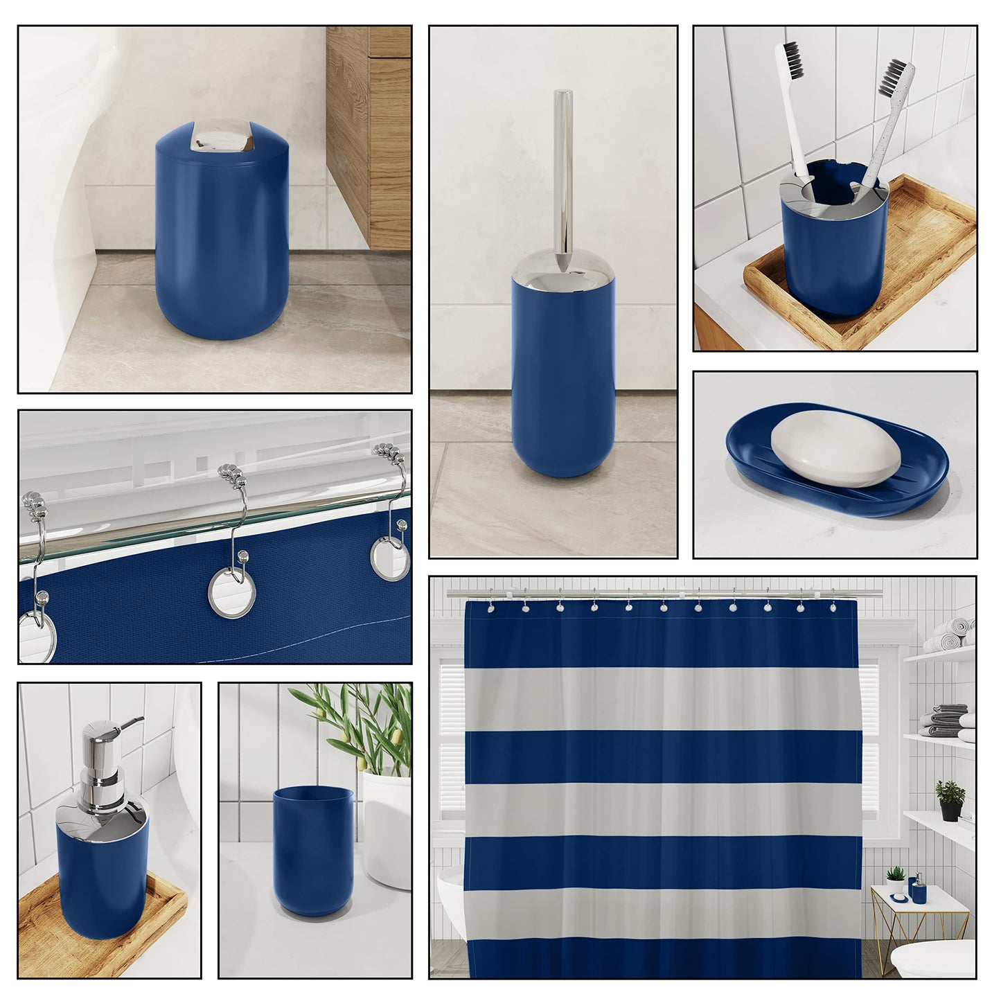 Clara Clark Bathroom Set - Gray Bathroom Accessories Set, 20PC Bathroom Accessory Set, Shower Curtain Set with Liner, Toothbrush Holder