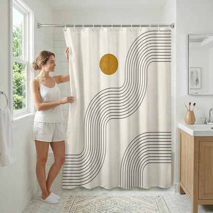Americanflat 71x74 Boho Shower Curtain - 100% Polyester Shower Curtain with 12 Hooks - Shower Curtains for Bathroom