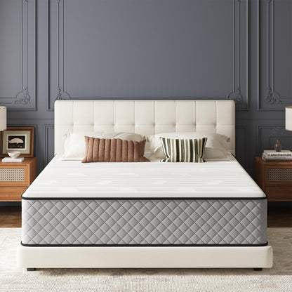 Matoresu Hybrid Double Mattresses 4ft6 25cm Medium Firm Pocket Sprung 7-Zone OEKO-TEX Certified – Motion Isolation & Pressure Relief for Back Pain