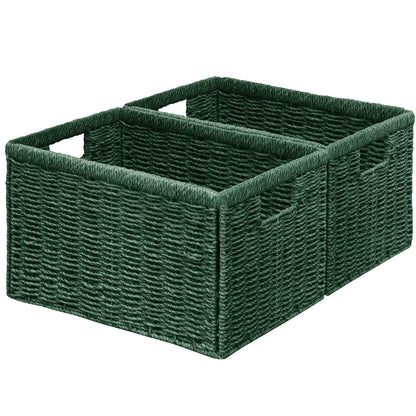 Vagusicc Wicker Storage Basket, Foldable Storage Cubes Organizer Bins, Handwoven Storage Baskets for Shelves Closet Office Bathroom