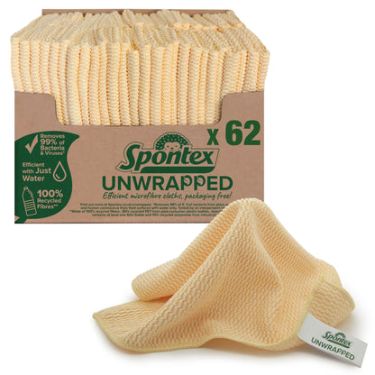 Spontex Unwrapped Microfibre Cloths for Cleaning, Packaging Free Microfibre Cleaning Cloths, For Use as Dusters, Dish Cloths & Kitchen Towels, 30 x