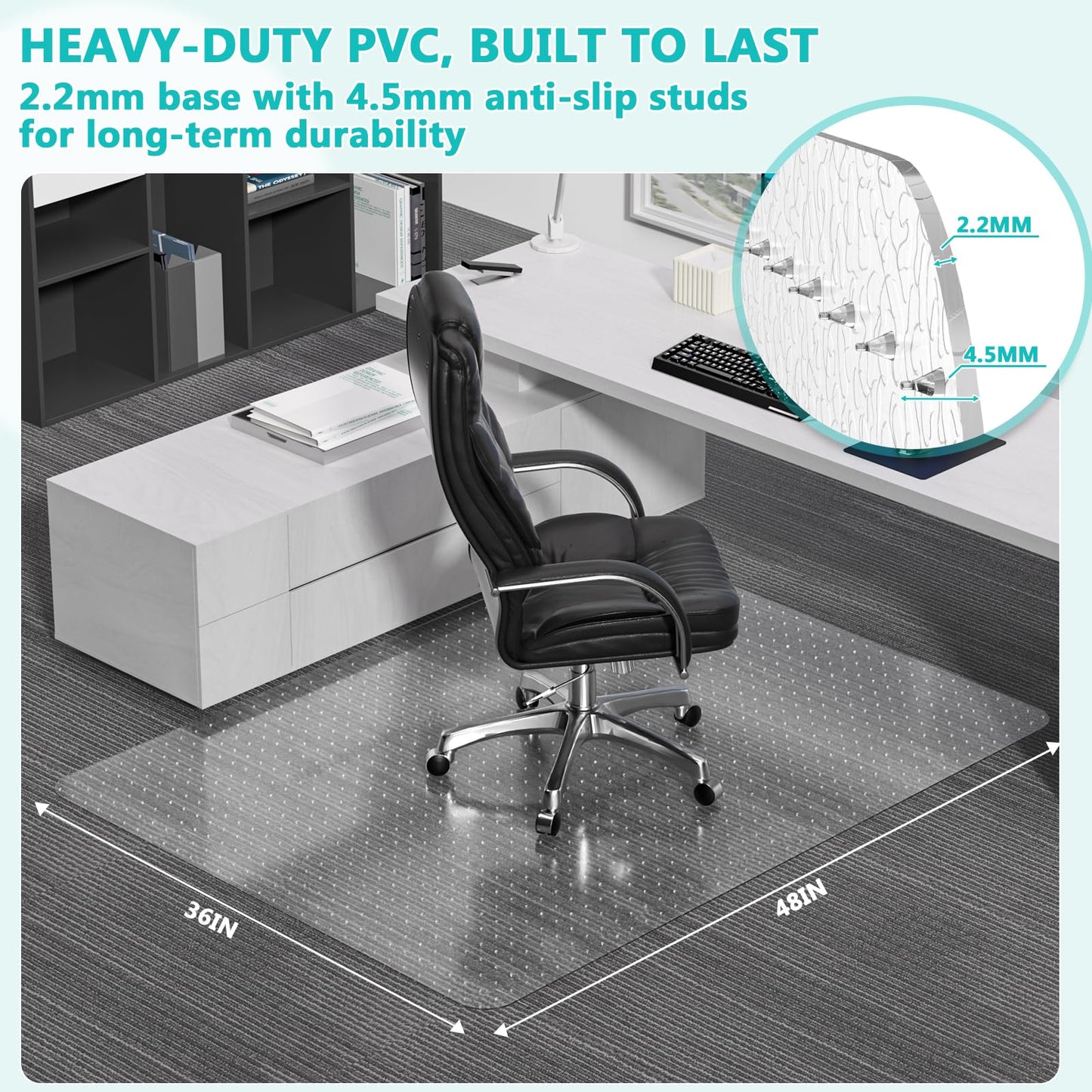 Office Chair Mat for Low Pile Carpet, Clear Heavy Duty Chair Mat with Lip