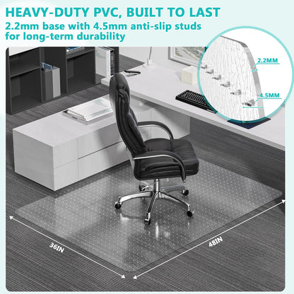 Office Chair Mat for Low Pile Carpet, Clear Heavy Duty Chair Mat with Lip