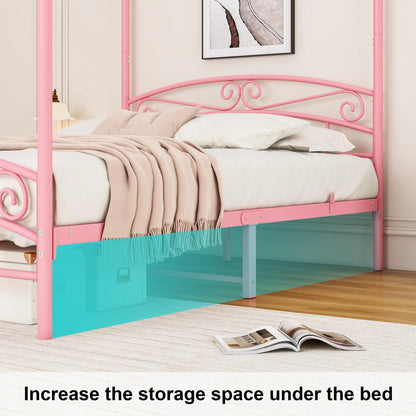 JELUTE Canopy Bed Frame King Size, Pink