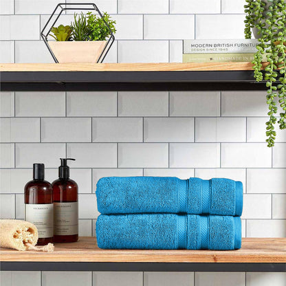 Christy Chroma Blue Towel Set | Set of 6 | 2 Bath 2 Hand 2 Face | Highly Absorbent Heavyweight 675GSM | Bold and Bright